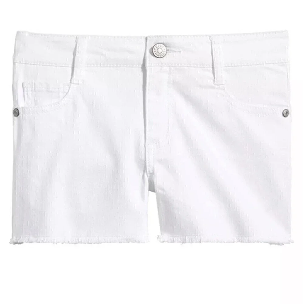 Epic Threads Big Girl's Frayed Hem Denim Shorts White Size 7